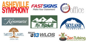 In kind sponsors: Asheville Symphony, FastSigns, FSI Office, Kenmure, Mt. Mitchell Golf Club, Skyland Distributing, Twisted Laurel, WLOS, Zen Tubing