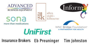 Team sponsors: Advanced Business Equipment, Allen, Stahl, + Kilbourne, Inform, Sona, UniFirst, WNC bridge foundation, Insurance brokers, Eb Preuninger, Tim Johnston